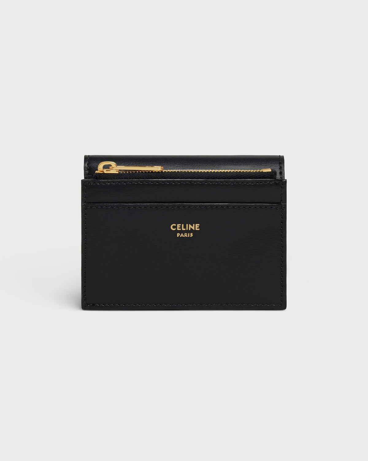 COMPACT WALLET WITH COIN TRIOMPHE IN CALFSKIN Black