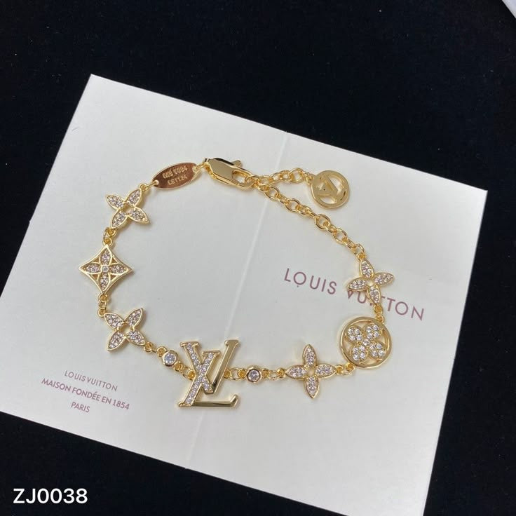 LV All stone charms dainty bracelet