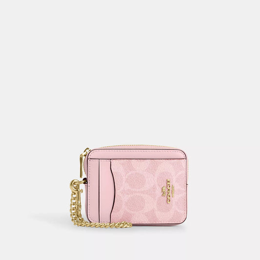 COACH® | Essential Chain Card Case signature canvas pink