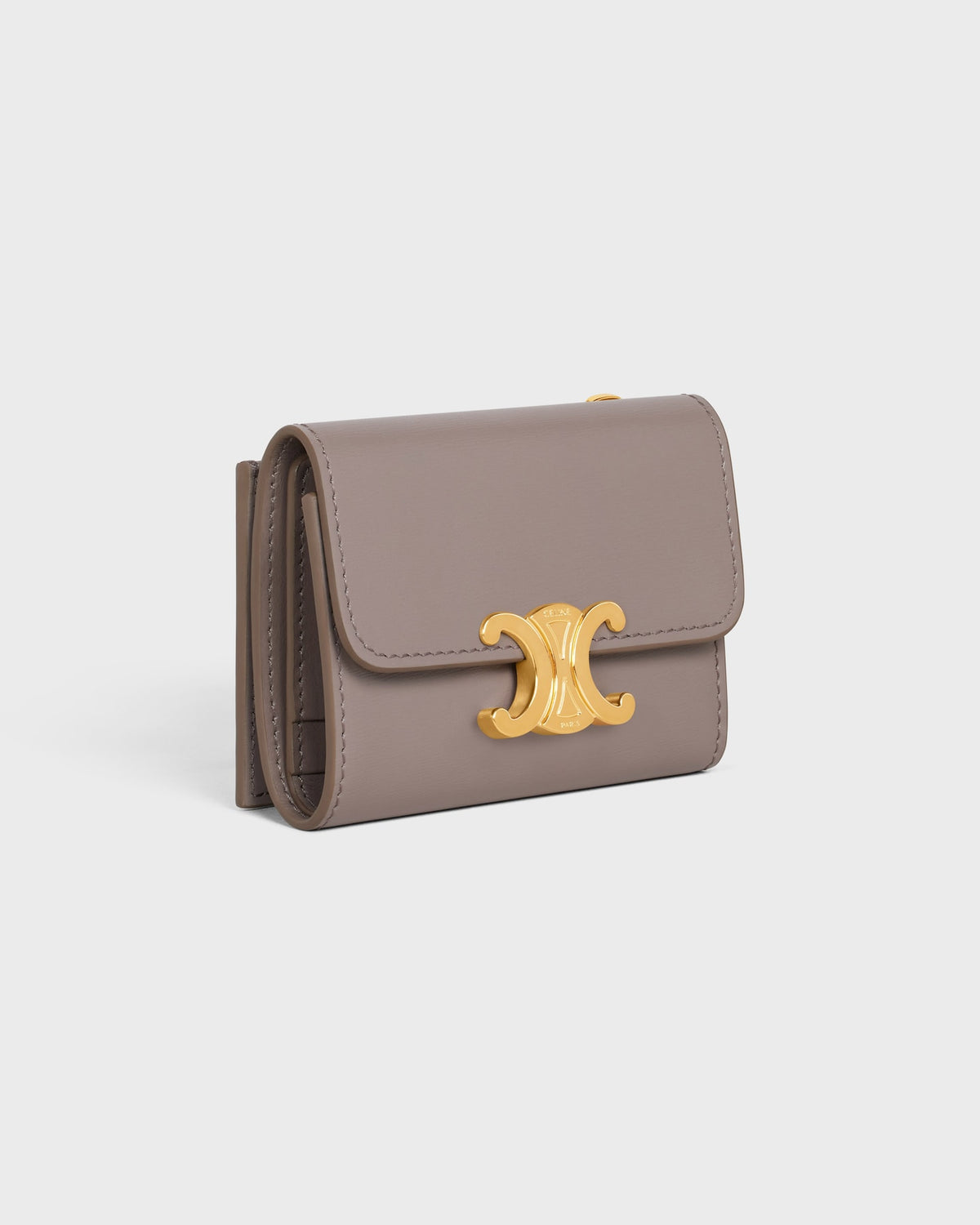 COMPACT WALLET WITH COIN TRIOMPHE IN CALFSKIN Grey