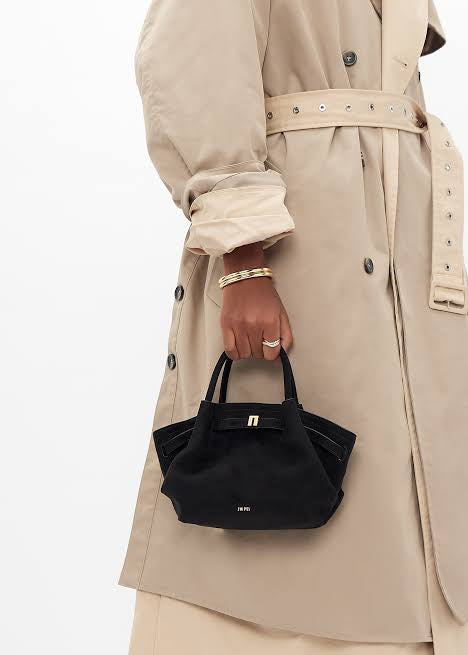 Hana Mini Faux Suede Tote Bag - Black