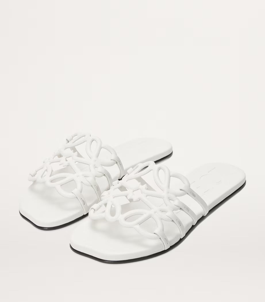 LOEWE
White Leather Petal Anagram Slides