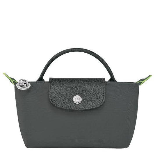 LE PLIAGE ORIGINAL POUCH WITH HANDLE Graphite Grey - Recycled Canvas