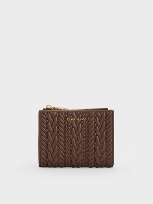 Apolline Textured Top-Zip Wallet - brown