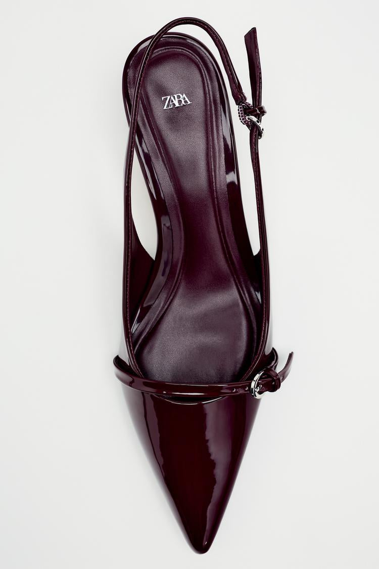 ZARA BURGUNDY SLINGBACK BUCKLE SHOES