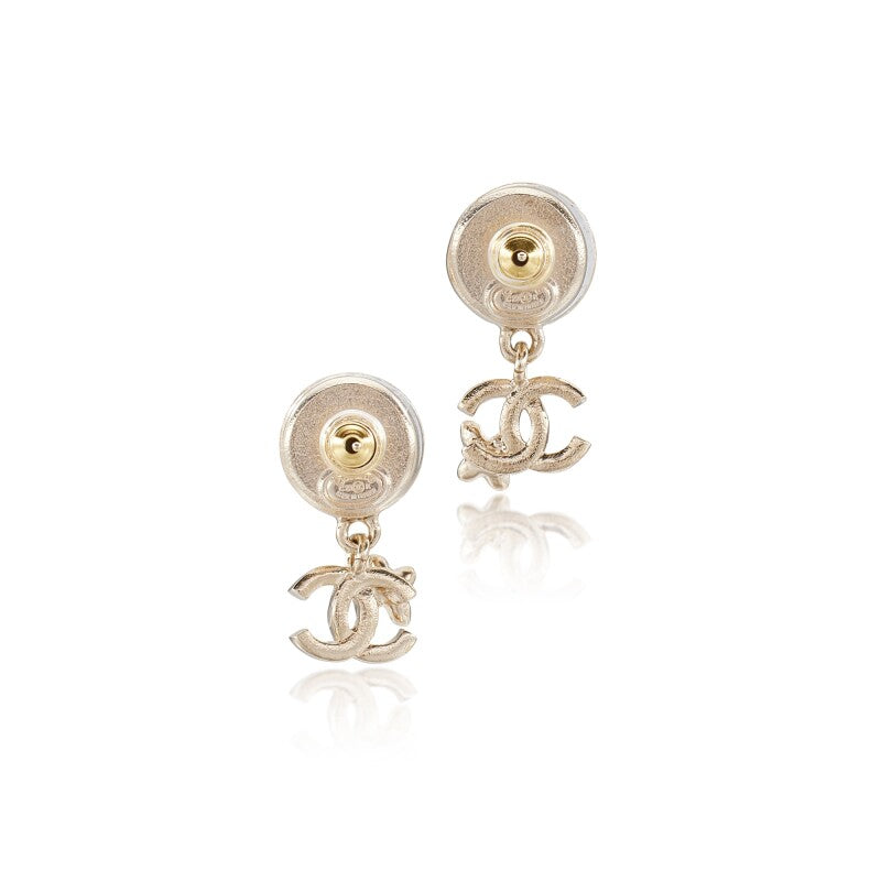 Chanel
Pale Gold Metal and Imitation Pearl CC Earrings