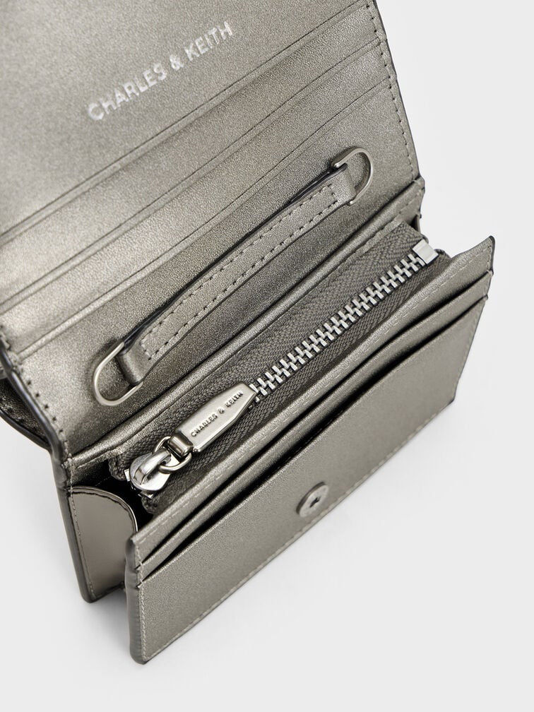 Sloane Metallic Chain-Handle Wallet - Pewter