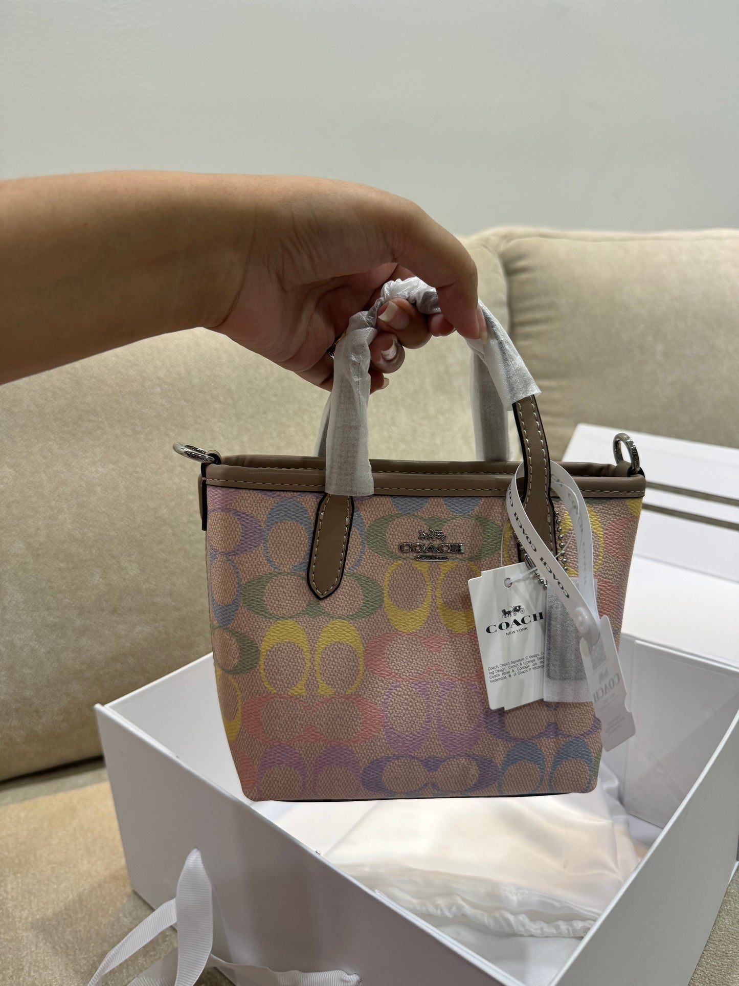 Coach mini city Bag In rainbow Signature Canvas