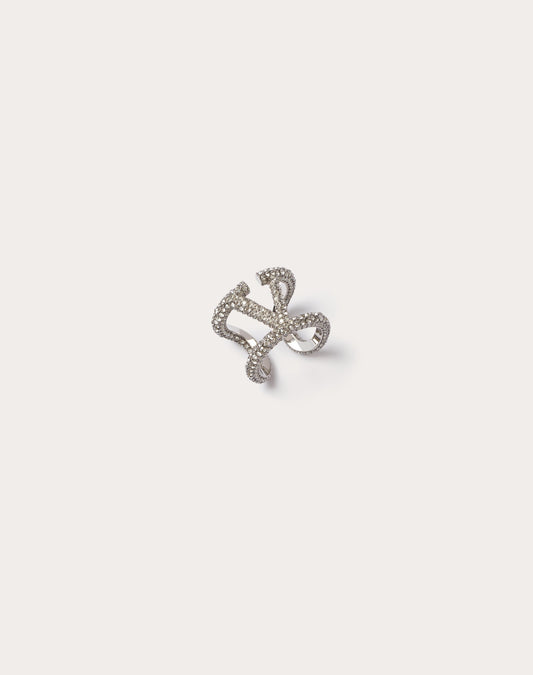 Vlogo Signature Ring In Metal And Swarovski