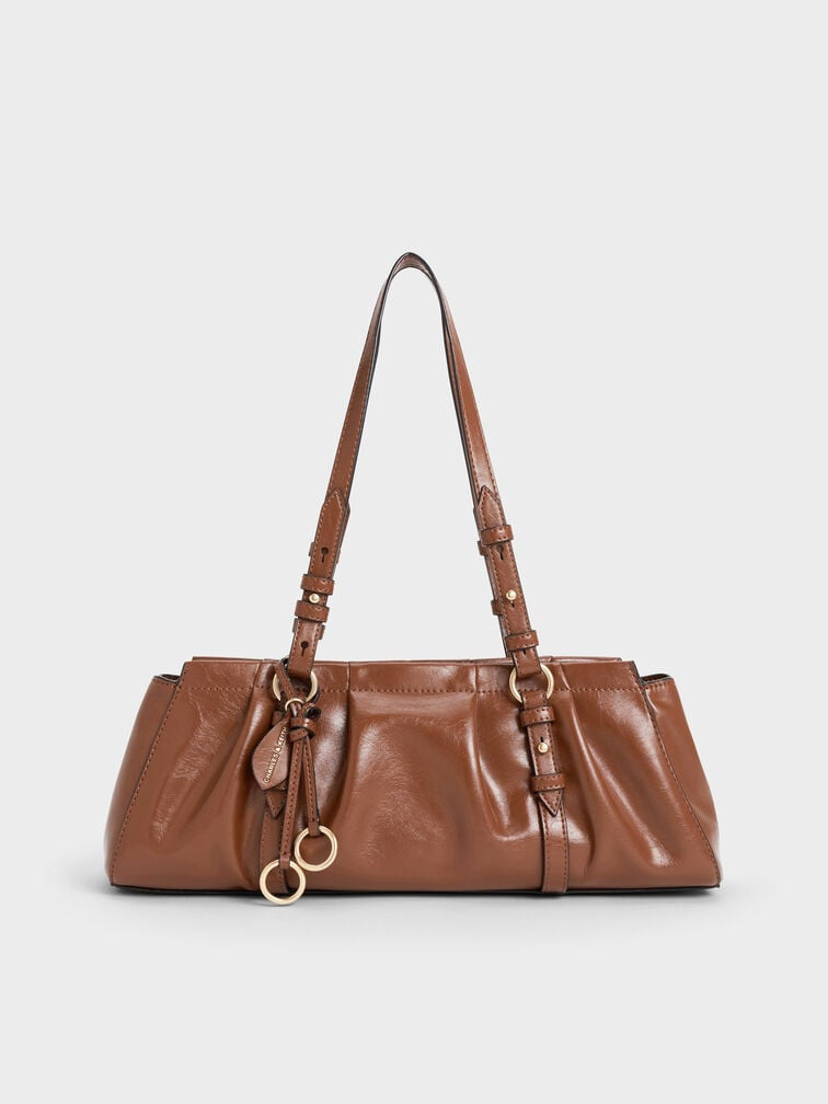 Britton Elongated Shoulder Bag - brown