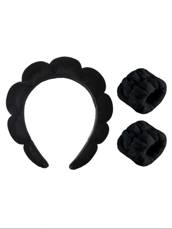 Spa headband with wristband set of 3