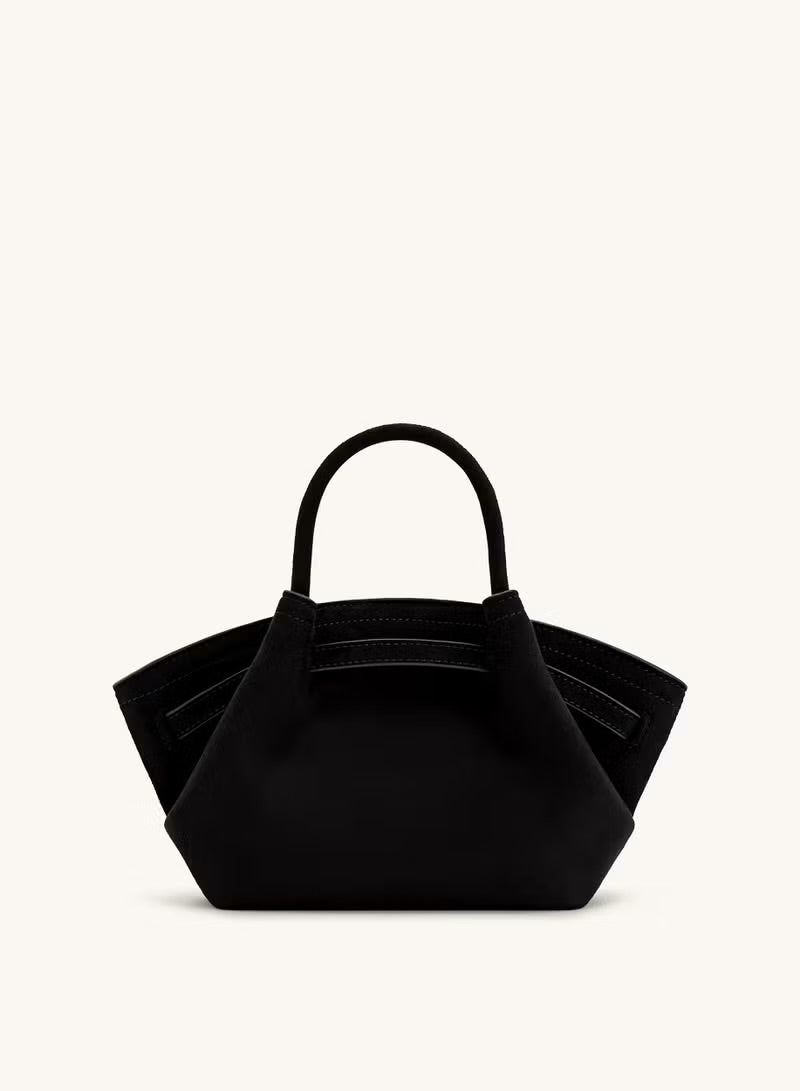 Hana Mini Faux Suede Tote Bag - Black