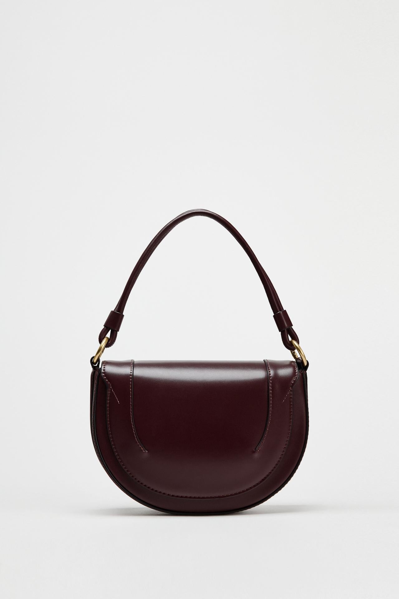 ZARA CANVAS STITCHED CROSSBODY BAG Burgundy