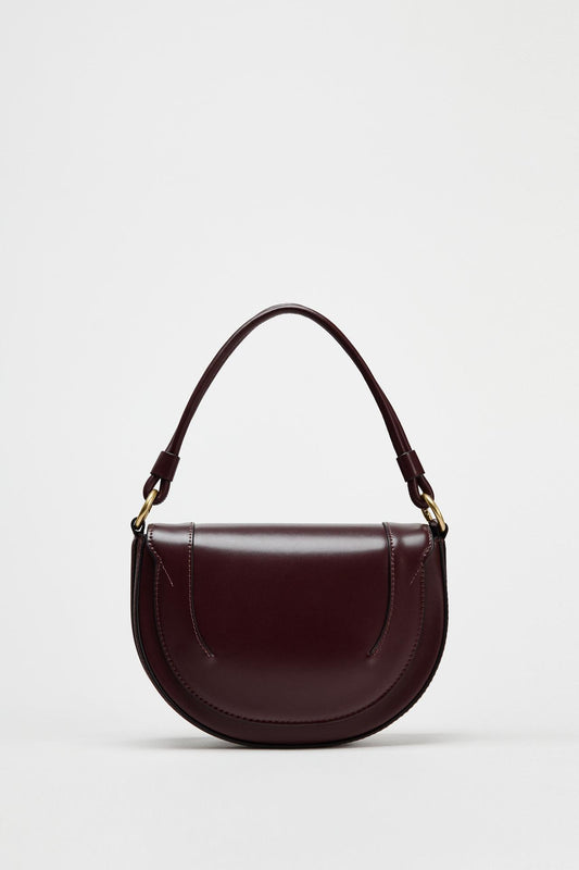 ZARA CANVAS STITCHED CROSSBODY BAG Burgundy