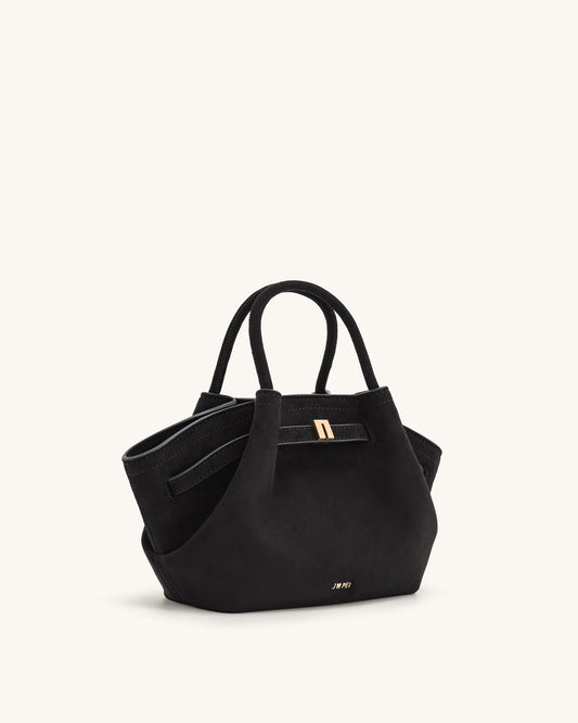 Hana Mini Faux Suede Tote Bag black