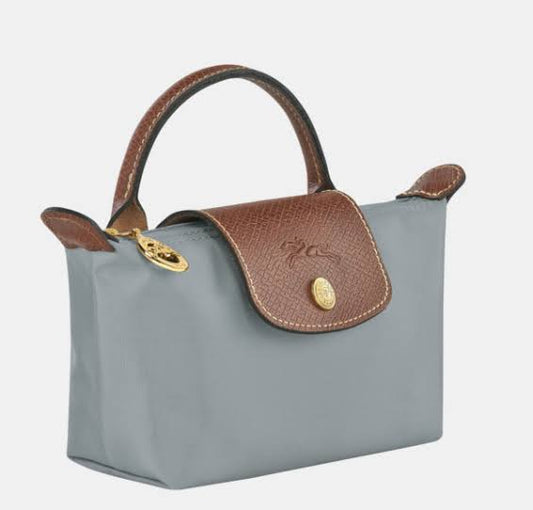 LE PLIAGE ORIGINAL POUCH WITH HANDLE steel Grey - Recycled Canvas