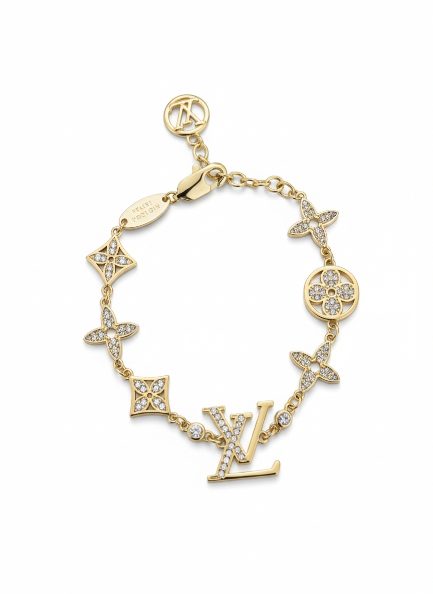 LV All stone charms dainty bracelet