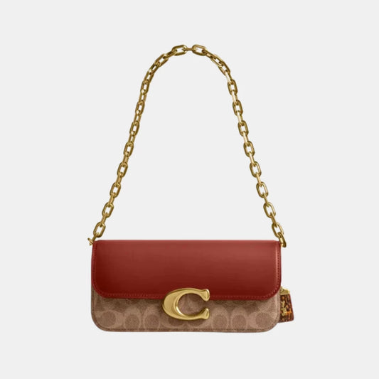 Coach Idol Bag 23 In Signature Canvas With Snakeskin Detail
