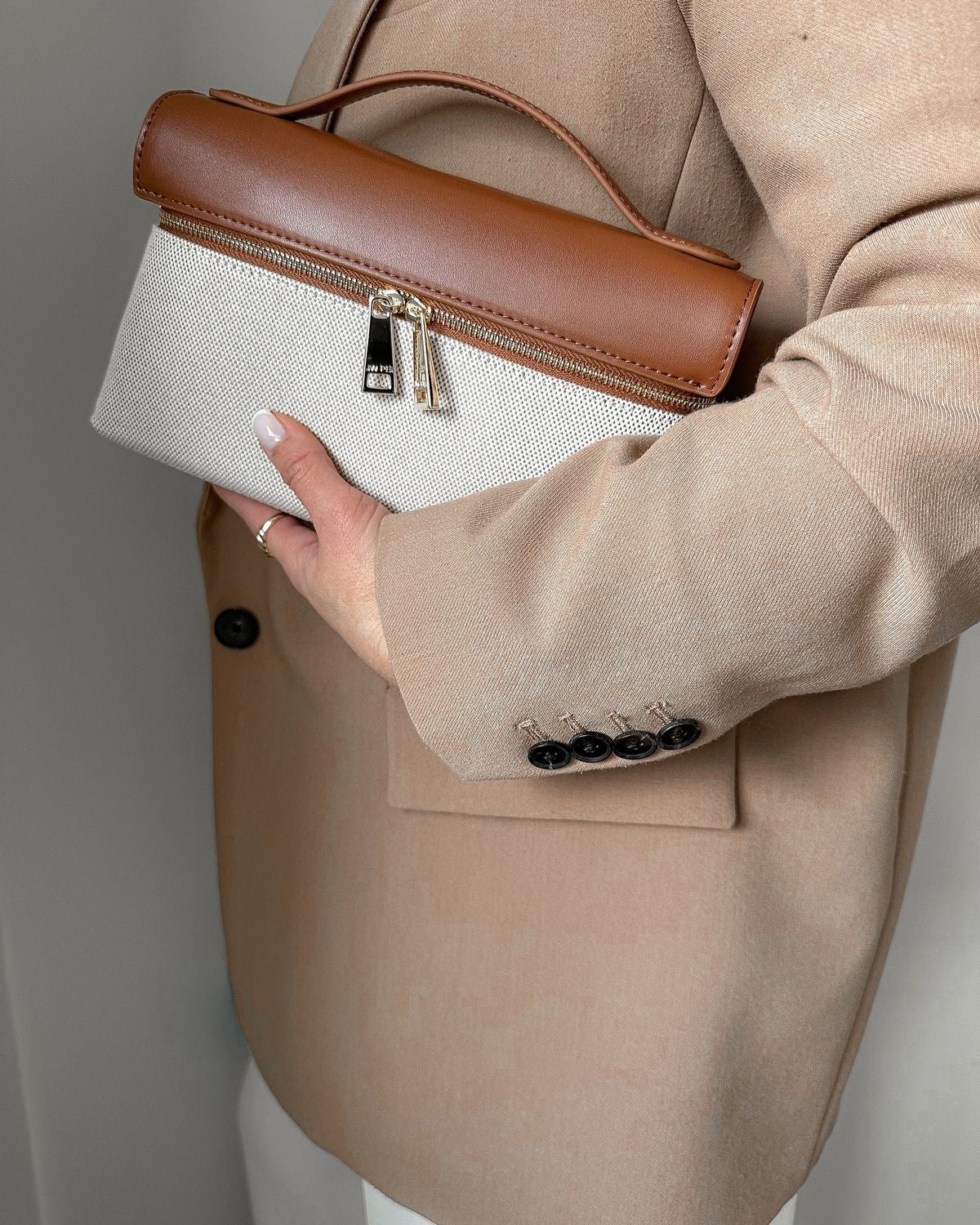 Thea Top Handle Bag - Brown Canvas