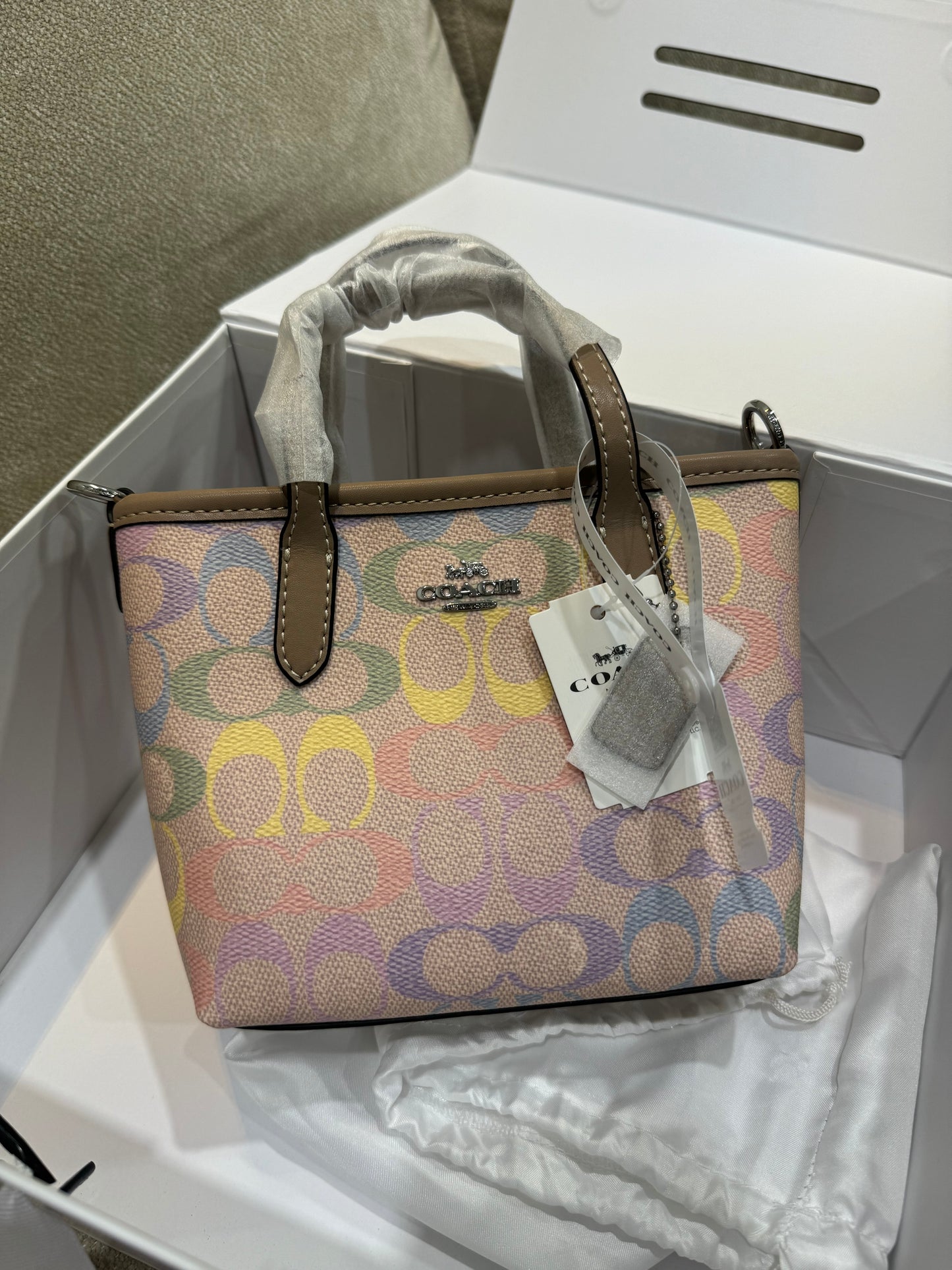 Coach mini city Bag In rainbow Signature Canvas