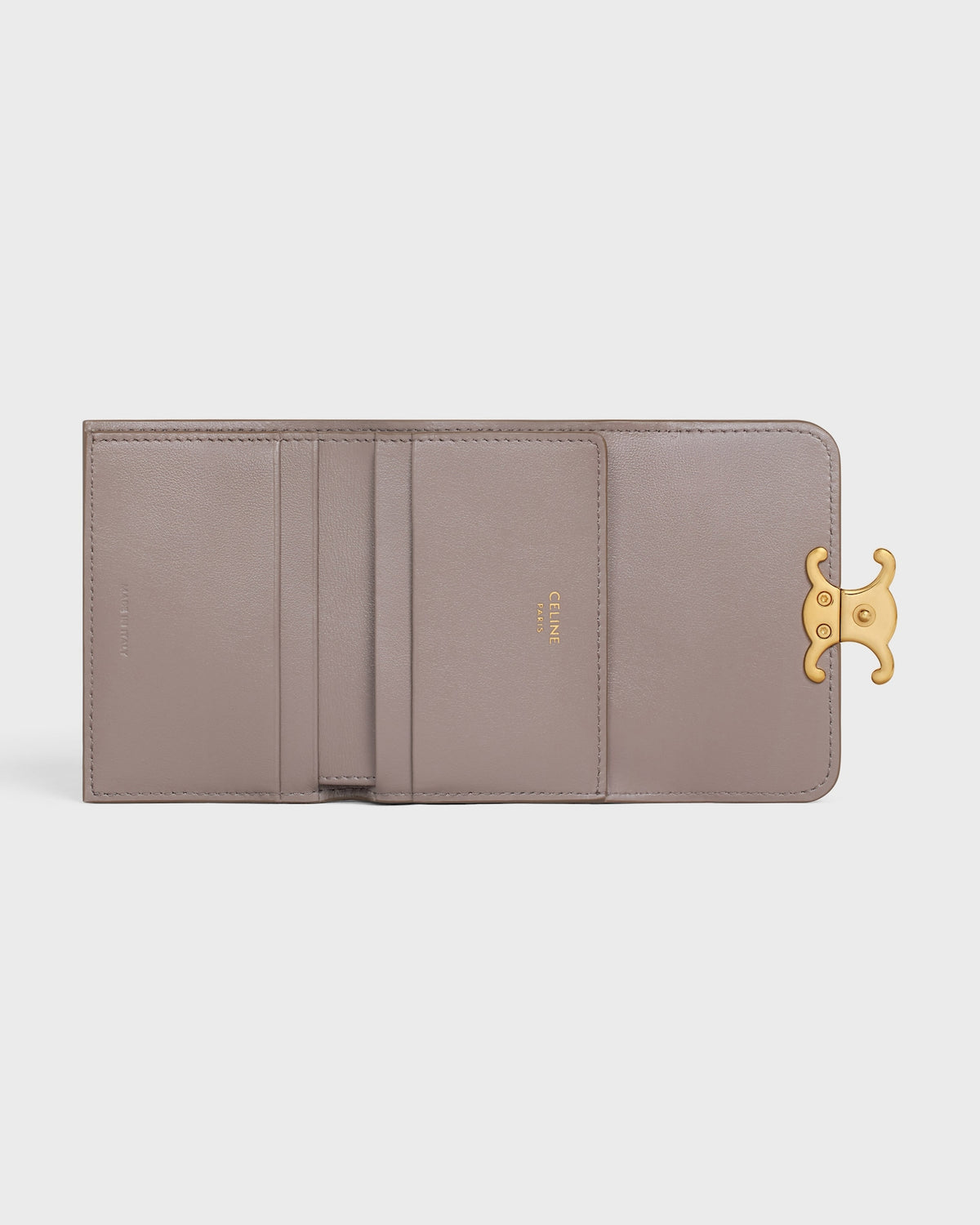 COMPACT WALLET WITH COIN TRIOMPHE IN CALFSKIN Grey