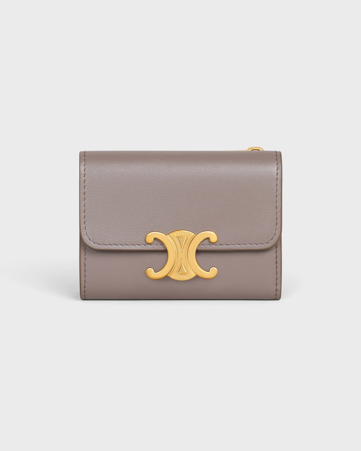COMPACT WALLET WITH COIN TRIOMPHE IN CALFSKIN Grey