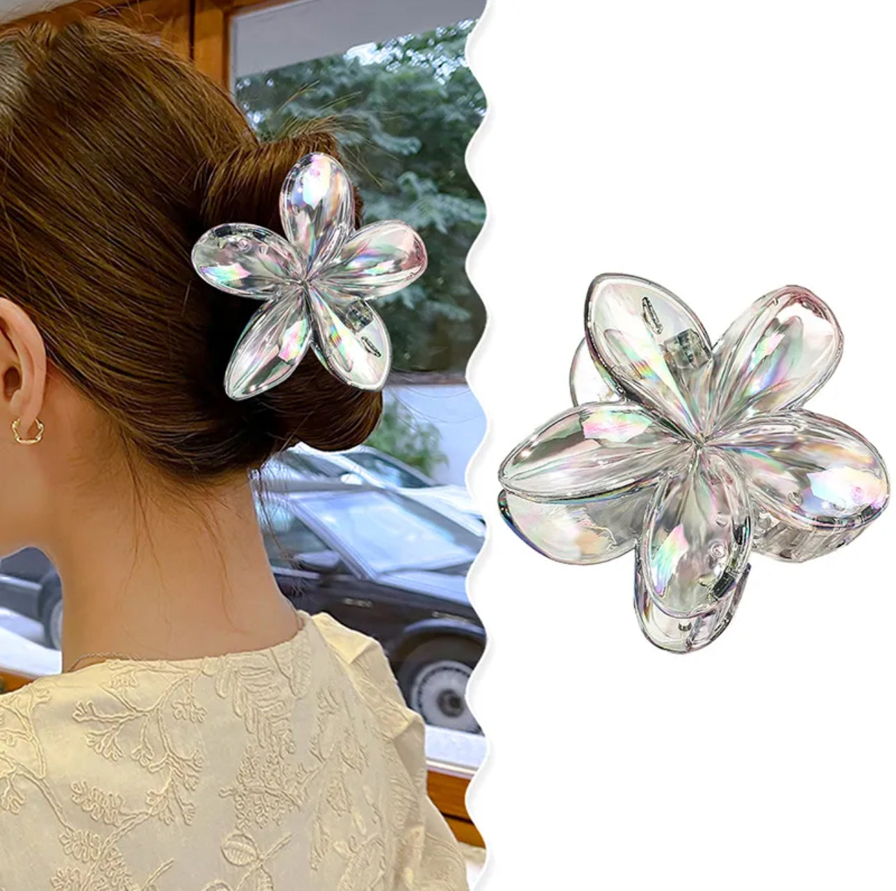 Holographic flower claw ( large )