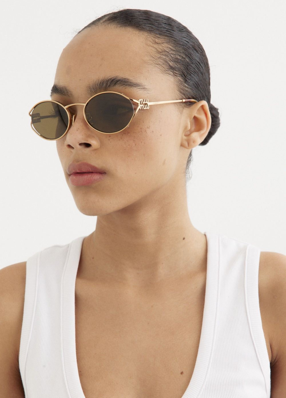 Retro metal frame sunglasses brown