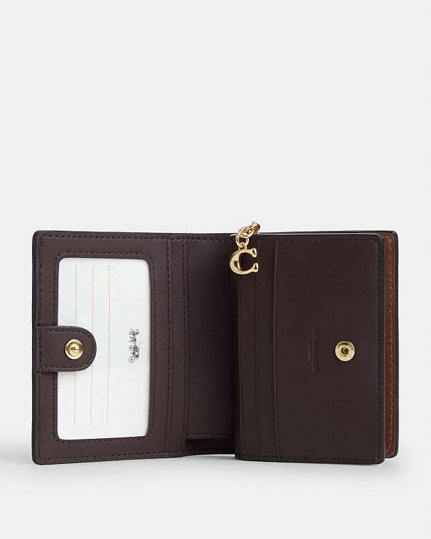 Coach Snap Wallet In Signature Canvas Brown