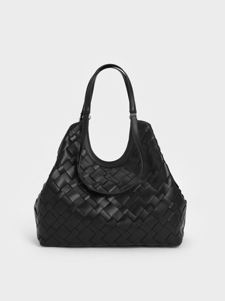 CHARLES & KEITH 
Ivette Woven Tote Bag - Noir