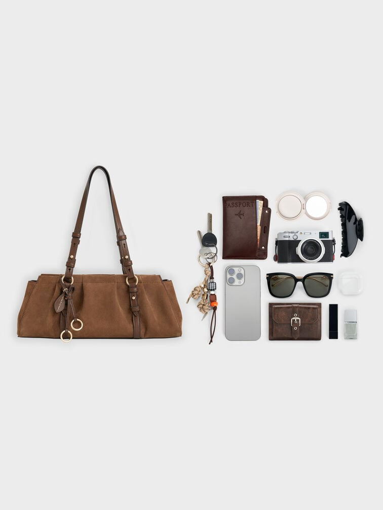 Britton Elongated Shoulder Bag - Mocha Brown