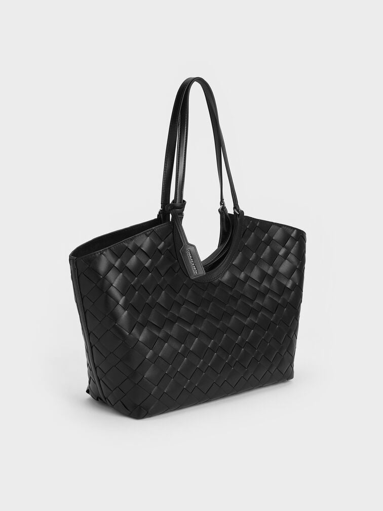CHARLES & KEITH 
Ivette Woven Tote Bag - Noir