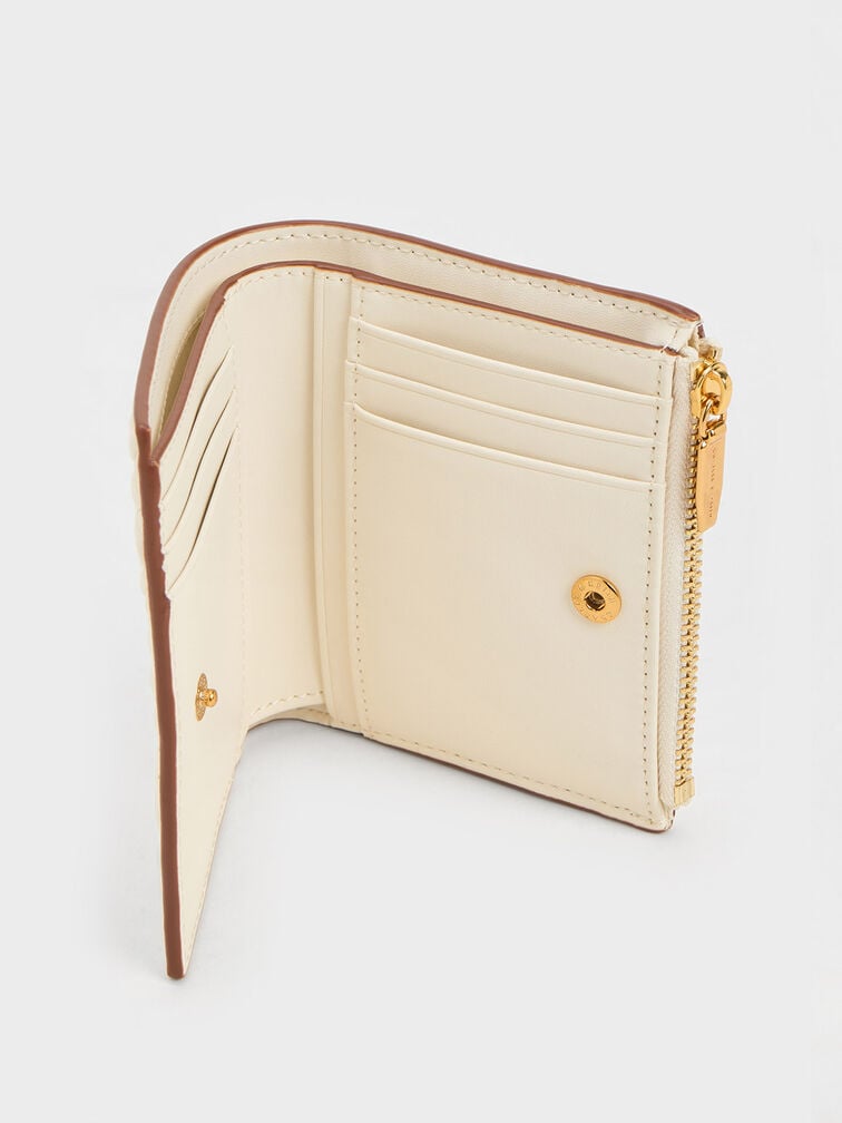 Charles & Keith Apolline Textured Top-Zip Wallet - Ivory
