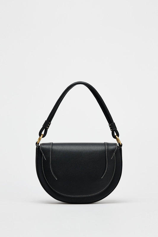 ZARA CANVAS STITCHED CROSSBODY BAG  Black