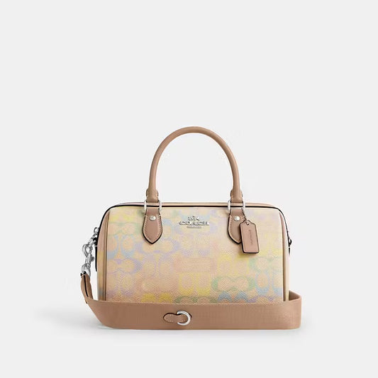 Coach Rowan Satchel Bag
In Rainbow Signature Canvas