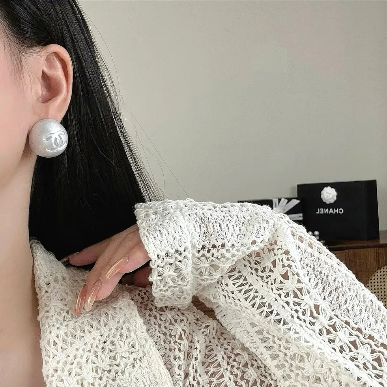 Chanel pearl studs