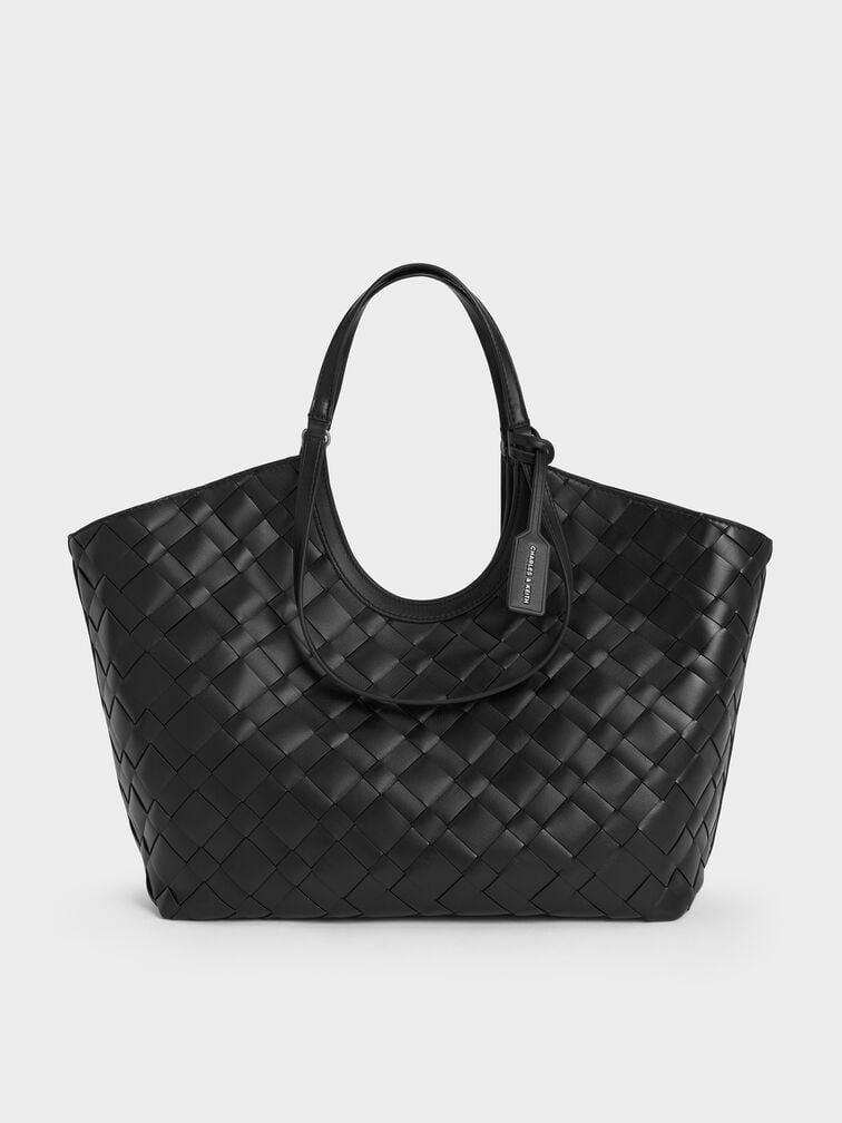 CHARLES & KEITH 
Ivette Woven Tote Bag - Noir