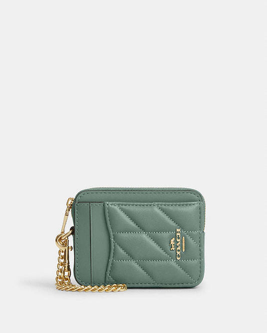 Zip Card Case With Quilting Sage