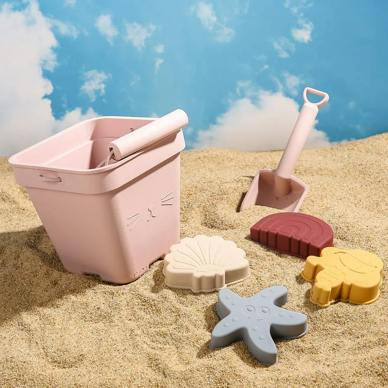 Silicone Beach Bucket, Shovel & Sand Molds Toys