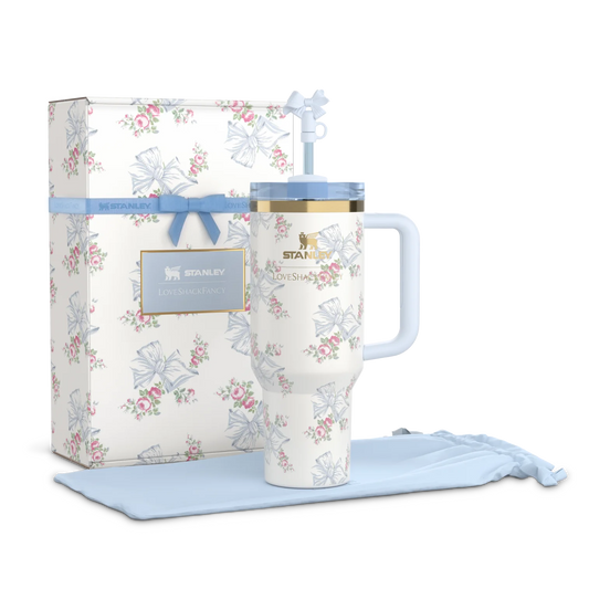 The Stanley X LoveShackFancy Holiday Quencher | 40 OZ Rose Beaux Blue