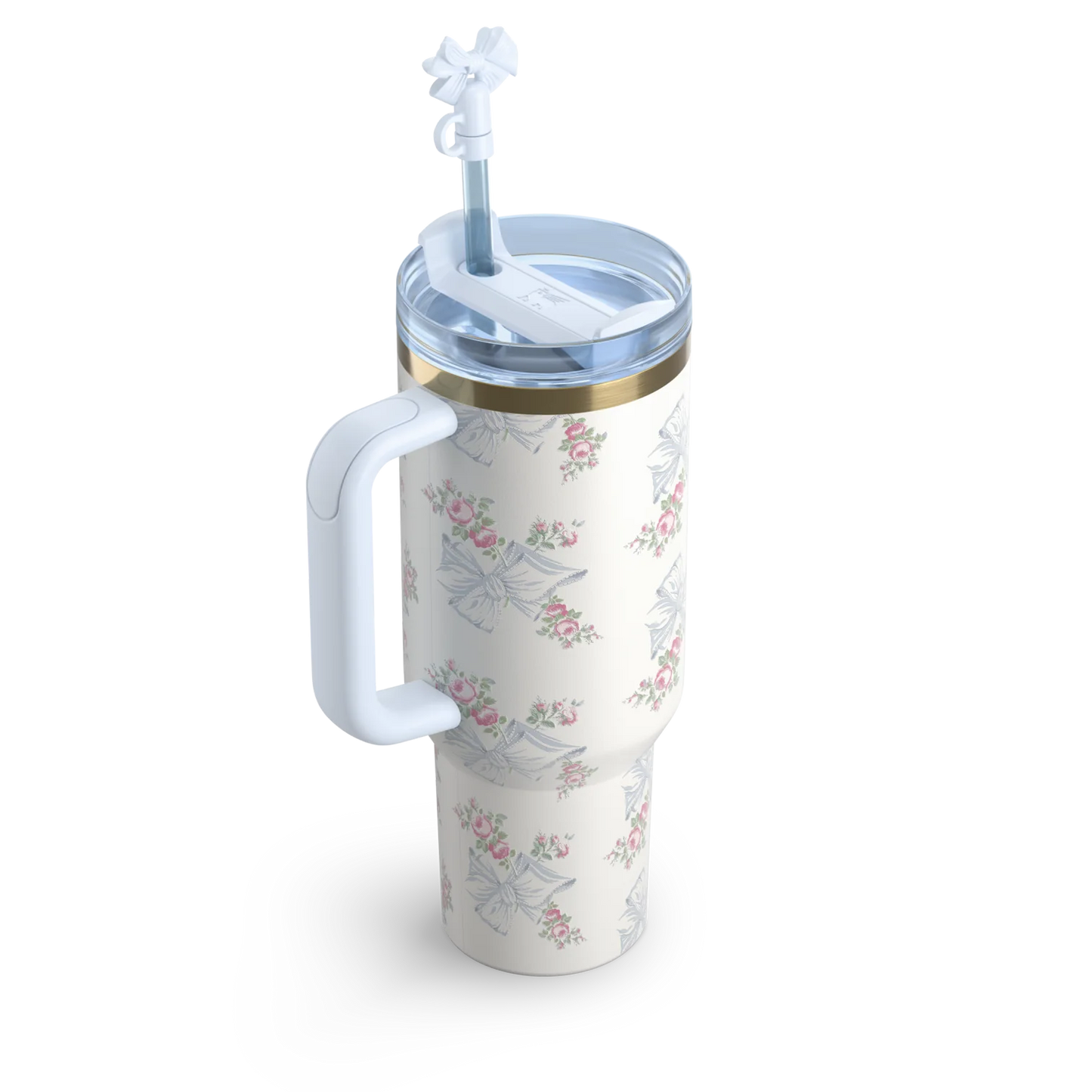 The Stanley X LoveShackFancy Holiday Quencher | 40 OZ Rose Beaux Blue