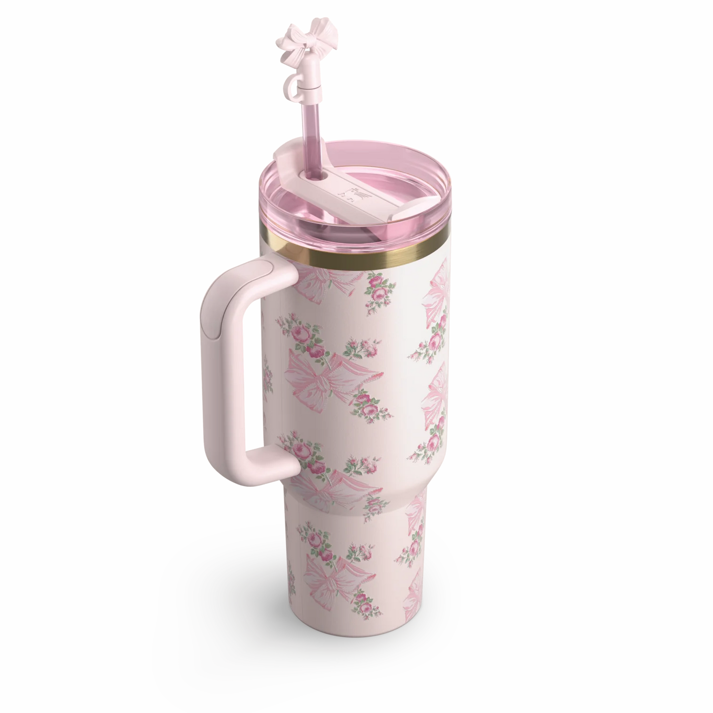 The Stanley X LoveShackFancy Holiday Quencher | 40 OZ Rose Beaux Pink