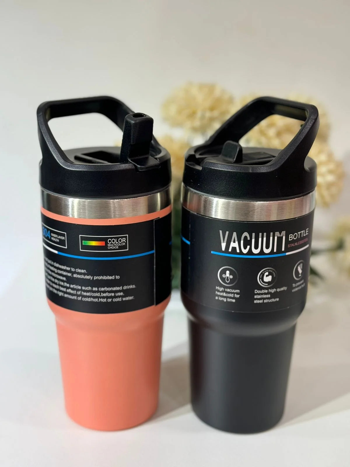 Insulated SS Tumbler 20oz Sippy Straw & Handle ❄️🌡️