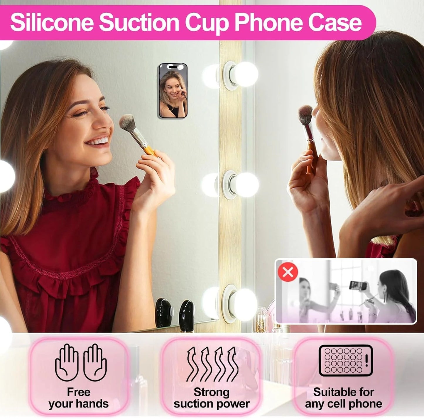 Phone Suction Cup Mat Self-Adhesive Anti-Slip Silicone